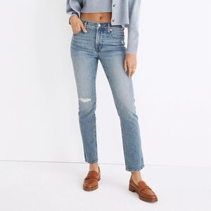 Madewell Women's Mid-Rise Perfect Vintage Jean Ainsdale Wash Knee-Rip Size 26
